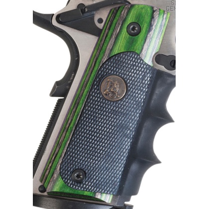 Pachmayr Laminated Wood Grips - 1911 Evergreen Green-black