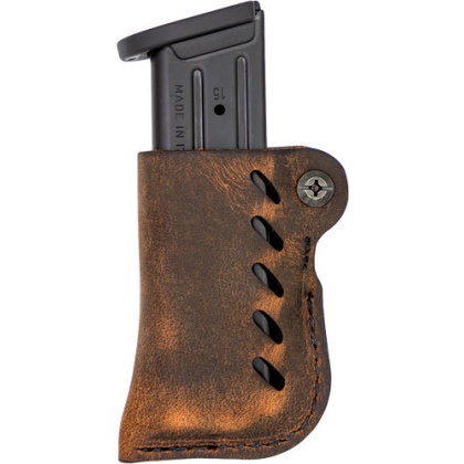 Versacarry Leather Mag Holder - Double Stack Flex Vent Dis Brn