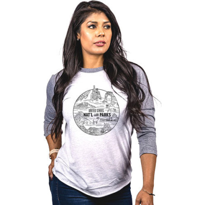Nine Line Apparel National - Parks Wmn\'s Shirt Gray-wht Lrg