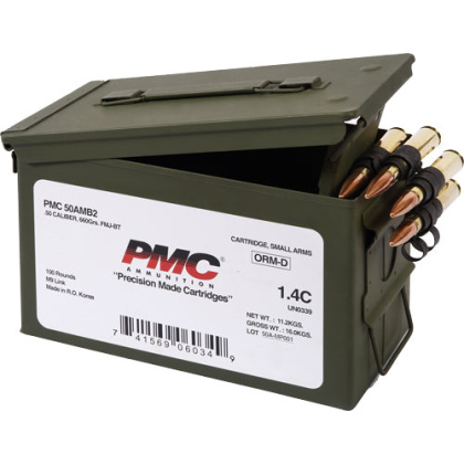 Pmc Ammo .50 Bmg Ammo Can - 660gr.fmj-bt 100 Rounds Linked